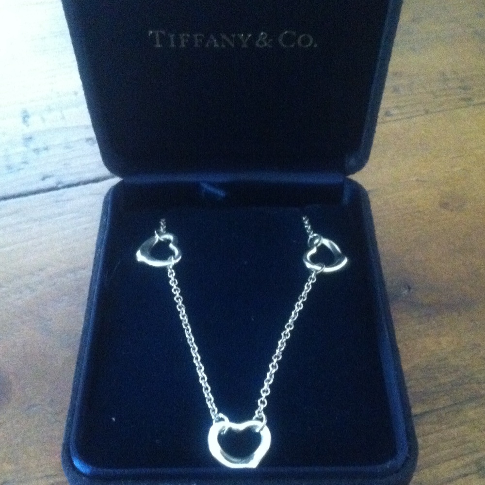 Tiffany & Co. Silver Heart Station Necklace
